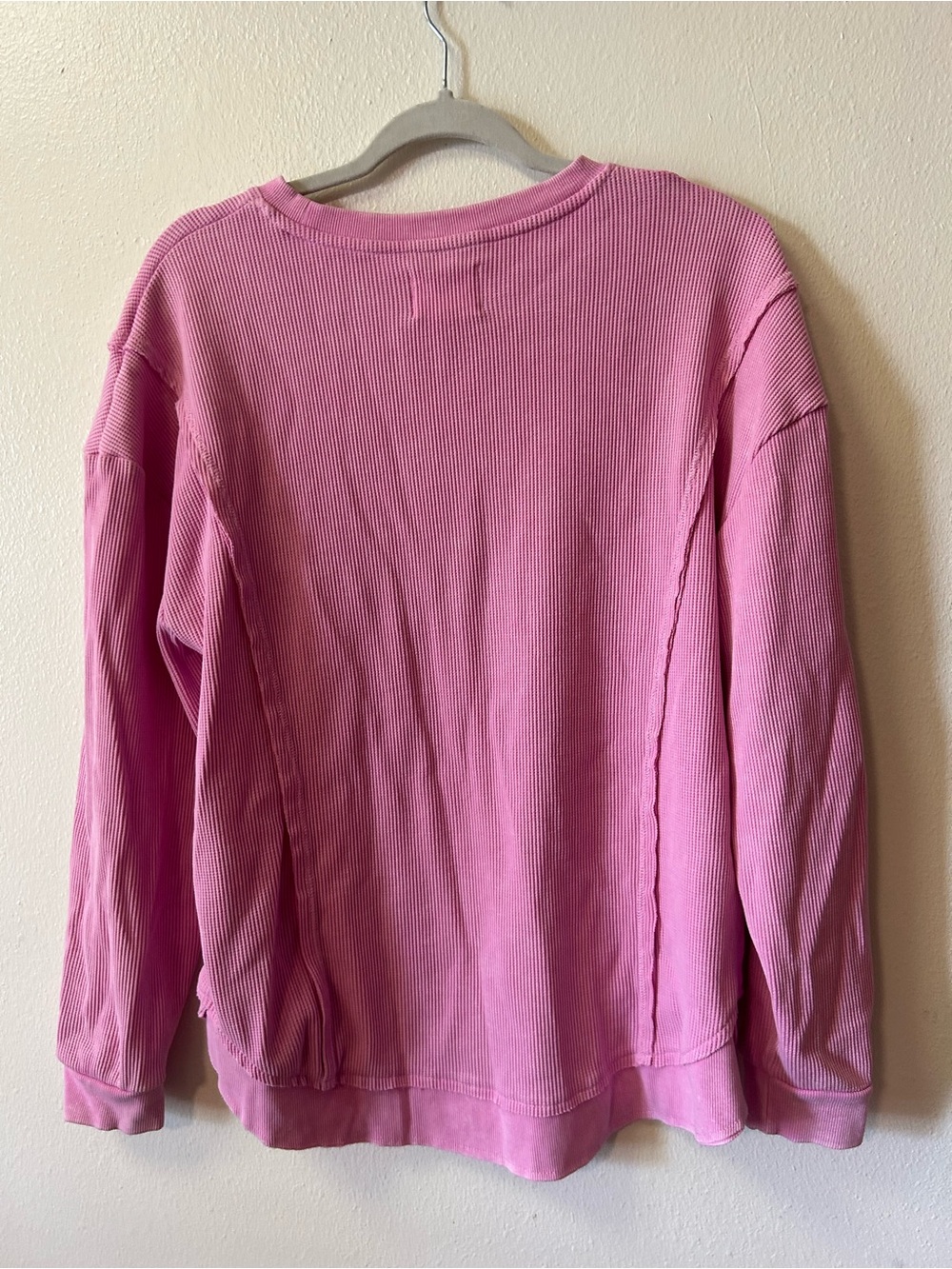 Sunnyside by Sundry pink waffle knit crewneck top - Picture 7 of 8